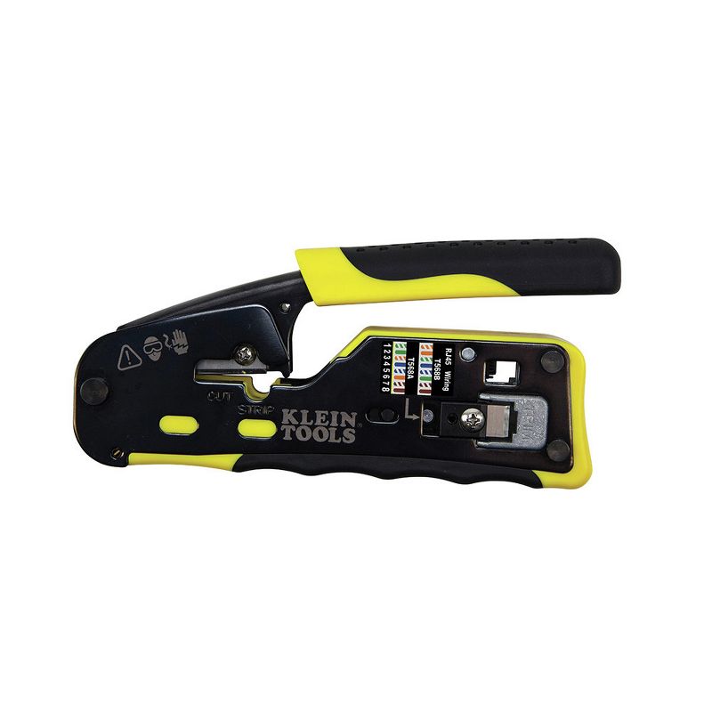 Klein Tools VDV226-110 Ratcheting Cable Crimper/Stripper/Cutter for Pass-Thru Connectors