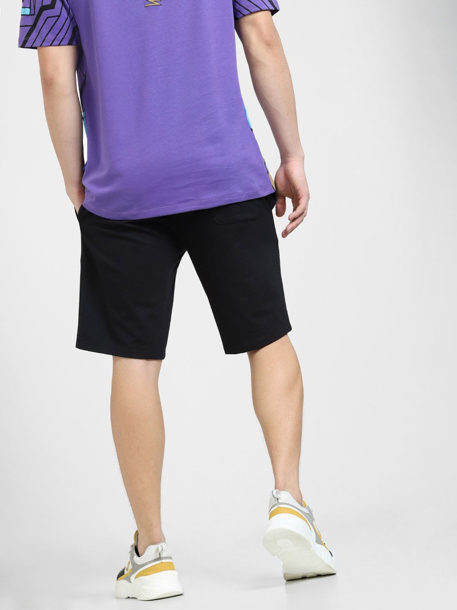 Jack & Jones Black Regular Fit Printed Shorts