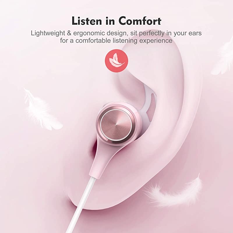 Wireless Headphones Bluetooth V50 IPX7 Waterproof 16 Hours Playtime Bluetooth Headphones with Magnetic Connection Sports Earbuds for Running Builtin Mic Pink BTBH001