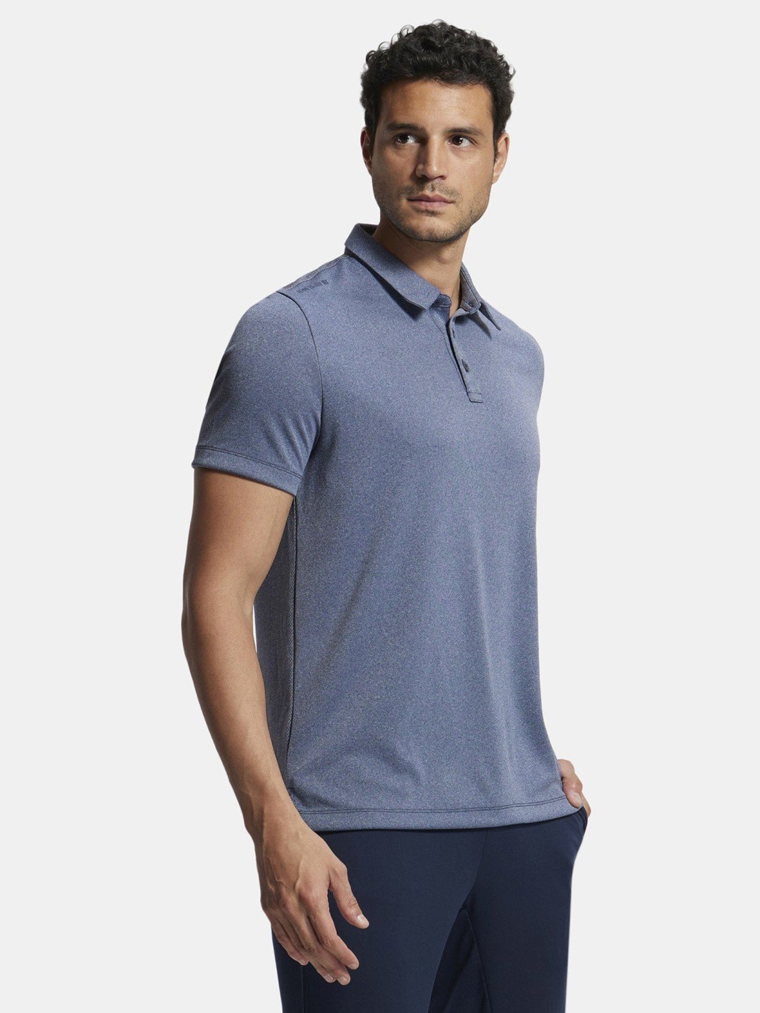 Jockey Blue Melange Regular Fit Sports Polo T-Shirt
