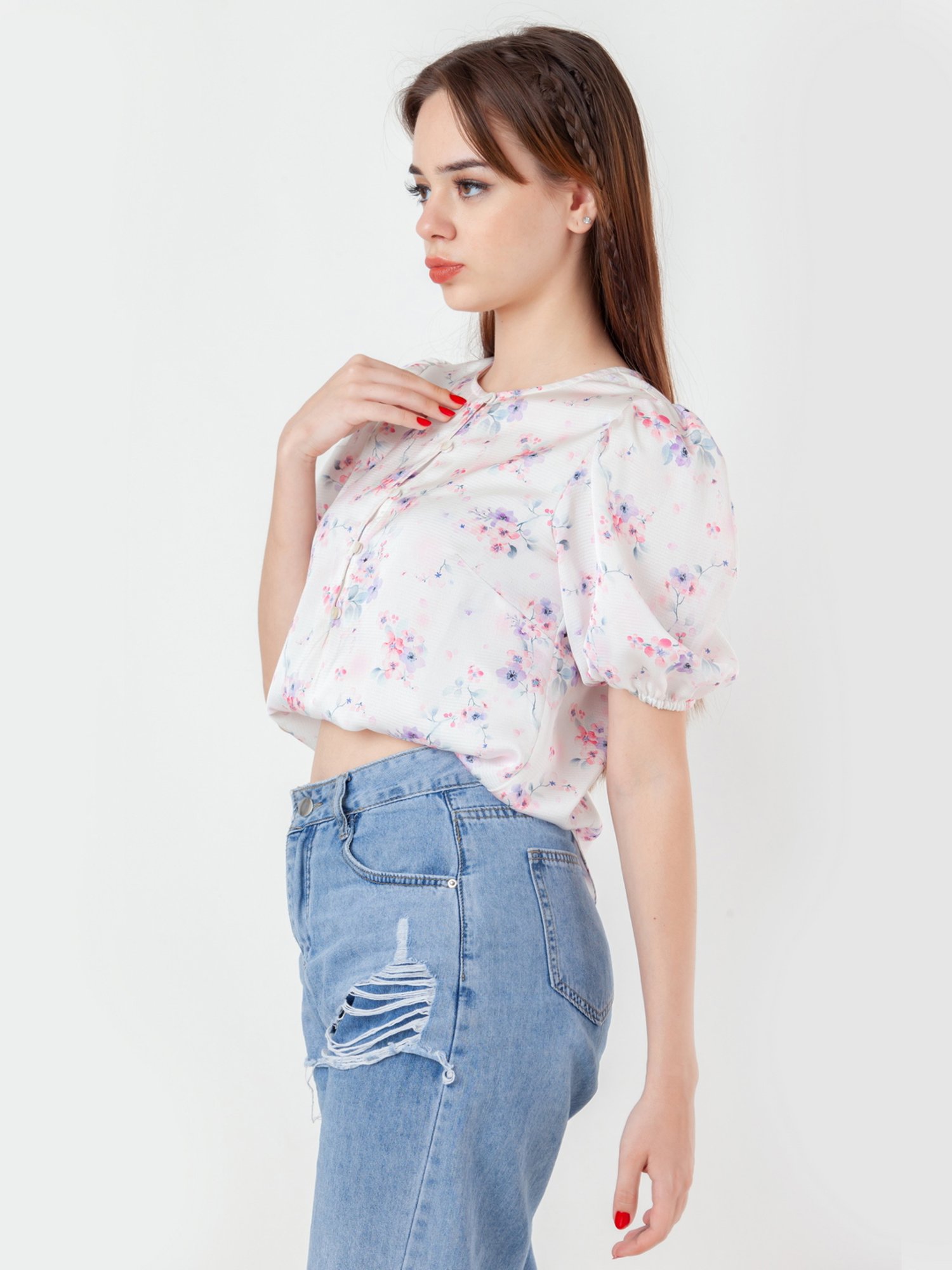 Zink London White Printed Top