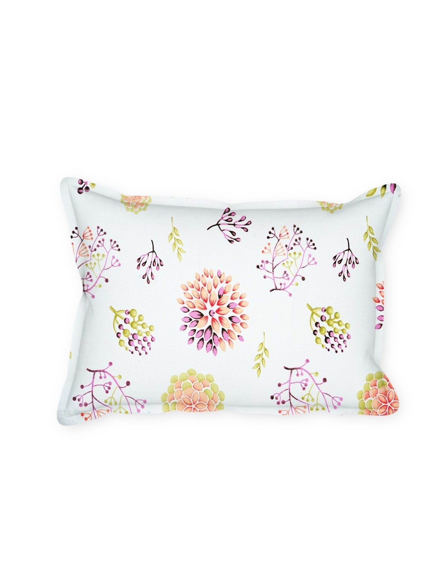 SEJ by Nisha Gupta Floral Pink 144 TC Cotton Single Bed Sheet with 1 Pillow Cover