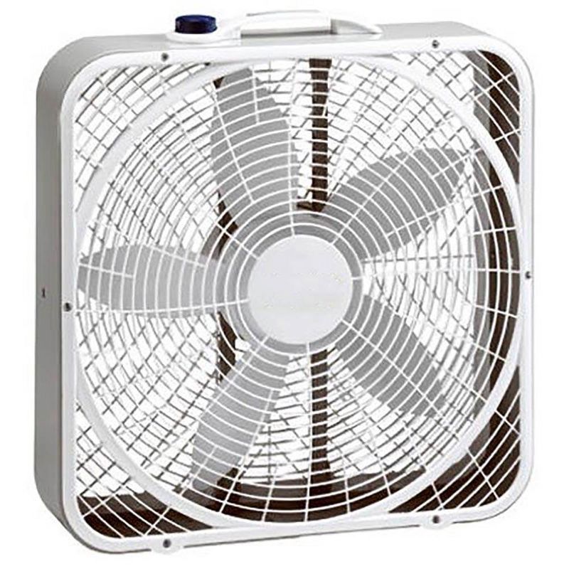 Lasko 3720 20 Inch 3-Speed Quiet Weather-Shield Performance Box Fan with Easy Carry Handle for Doorways, Windows and Home Rooms, White