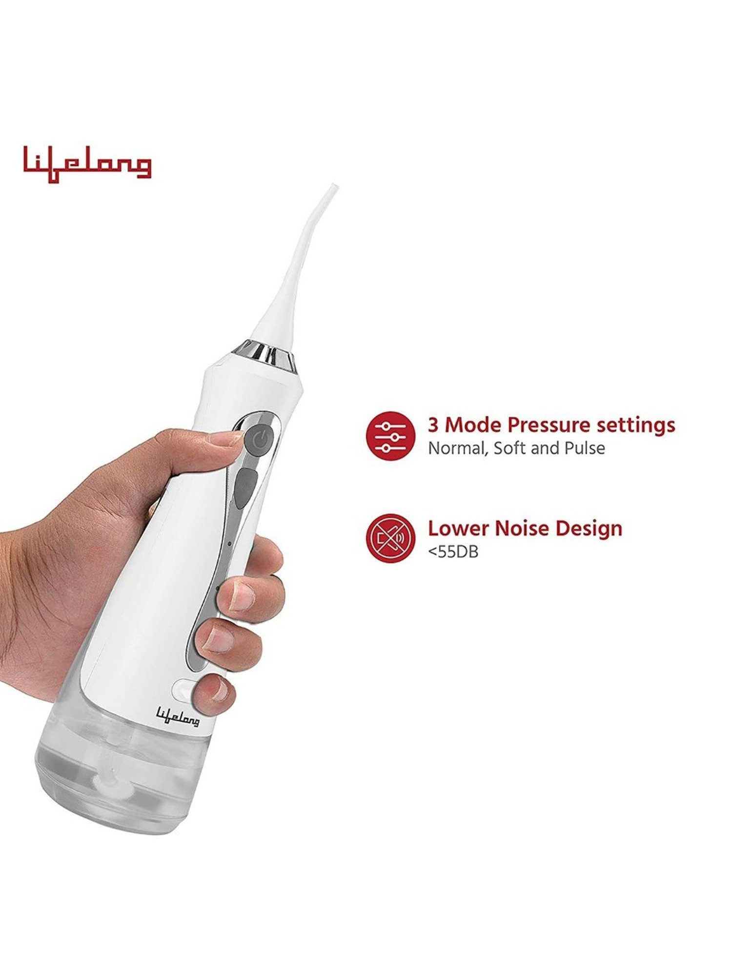 Lifelong LLDC36 Rechargeable Water Teeth Flosser (White)