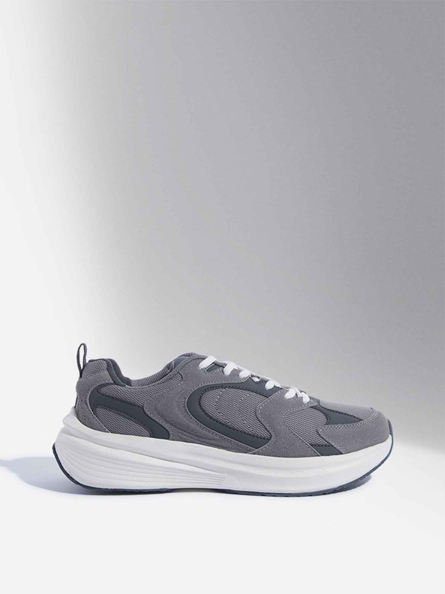 SOLEPLAY by Westside Dark Grey Mesh-Detailed Lace-Up Sneakers