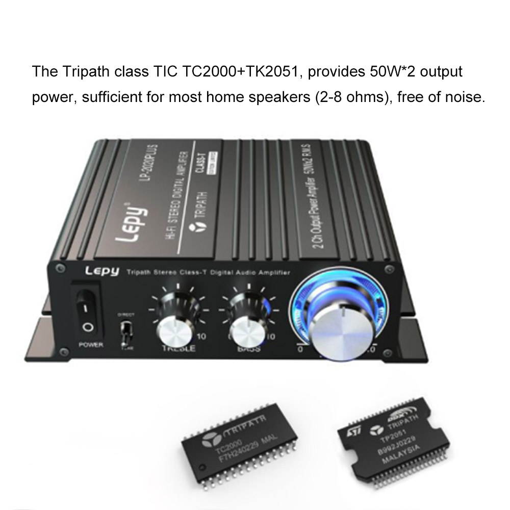 Lepy HiFi Stereo Class T Digital Audio Amplifier Power Amplifier Mini Home Stereo Audio Amp 50W*2 LP-2020PLUS