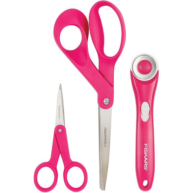 Fiskars Fabric Craft Sewing Fashion Starter Set 3pcs-Rotary Cutter & 2 Pair Of Scissors