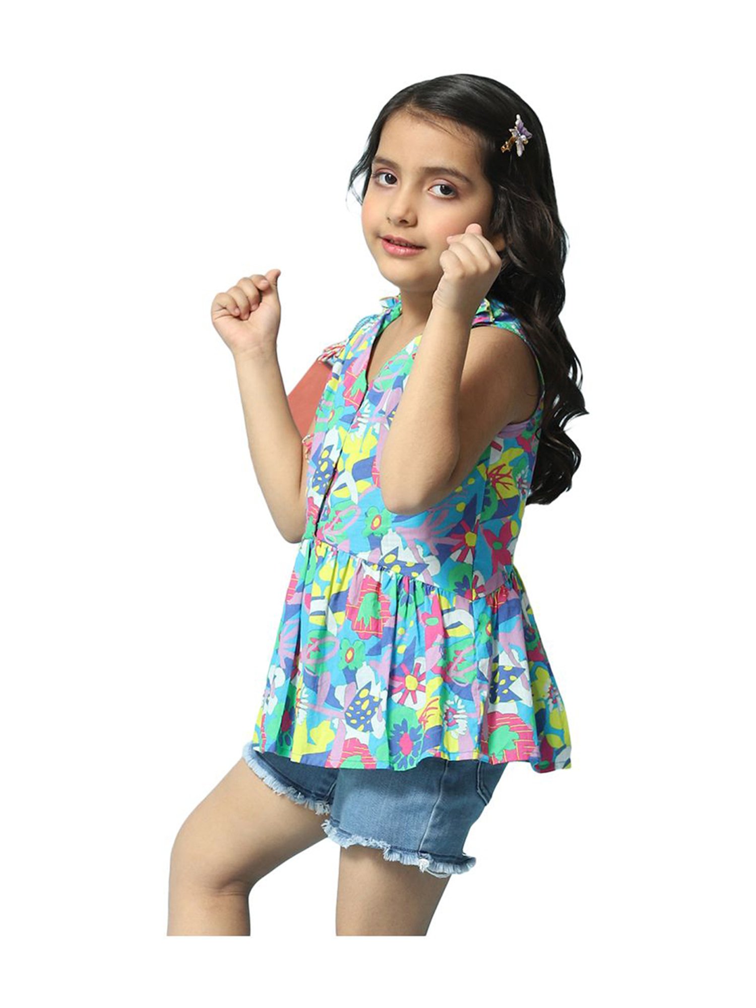 BIBA Girls Multicolor Cotton Printed Top