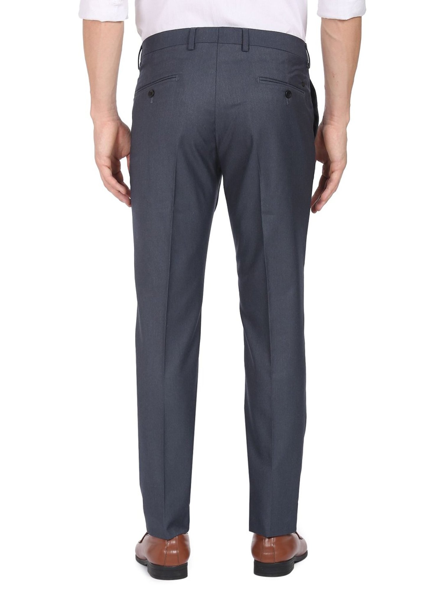 Arrow Navy Blue Regular Fit Trousers