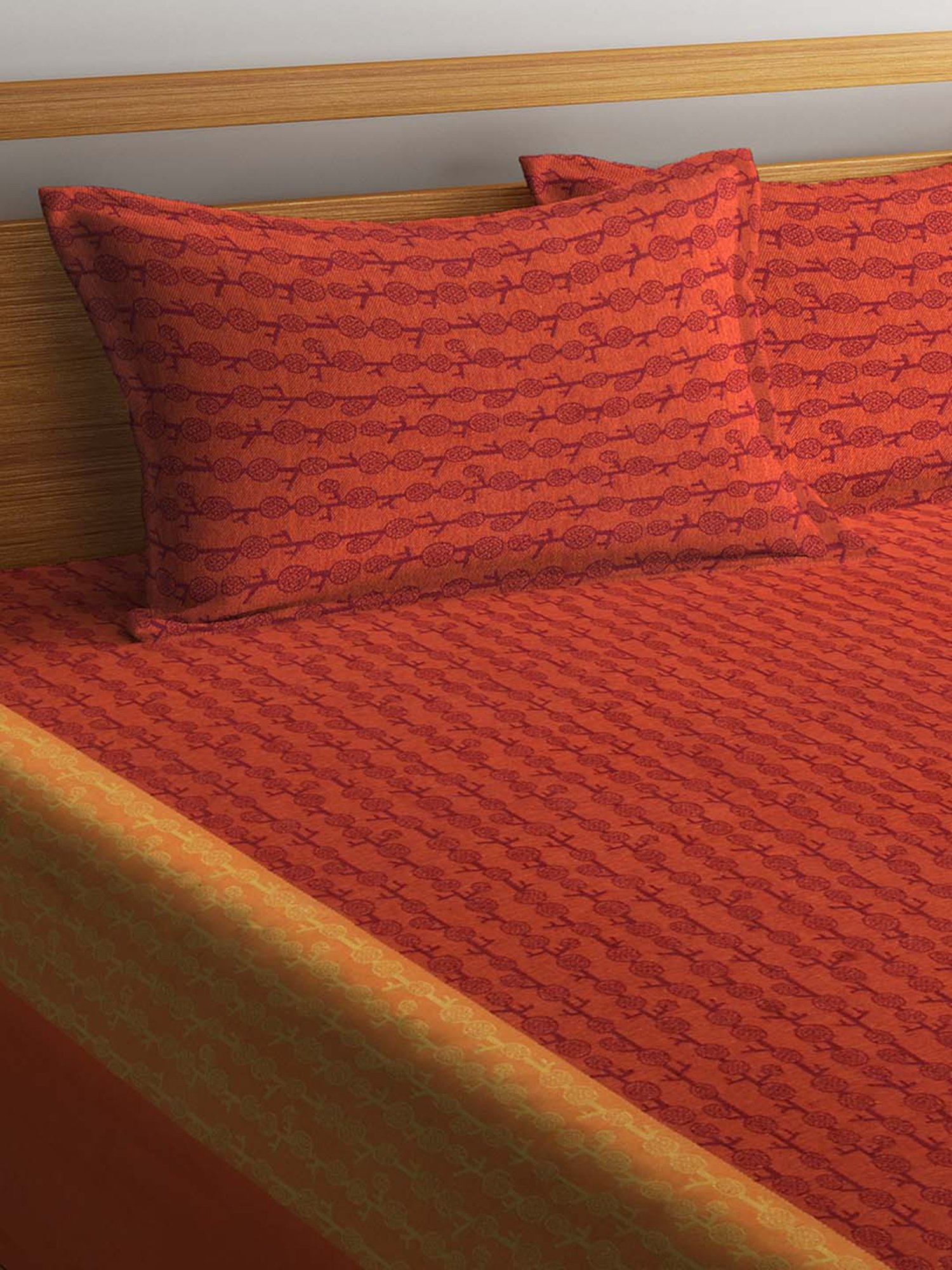 Klotthe Jacquard Collection Orange 300 TC Bed Linen Set