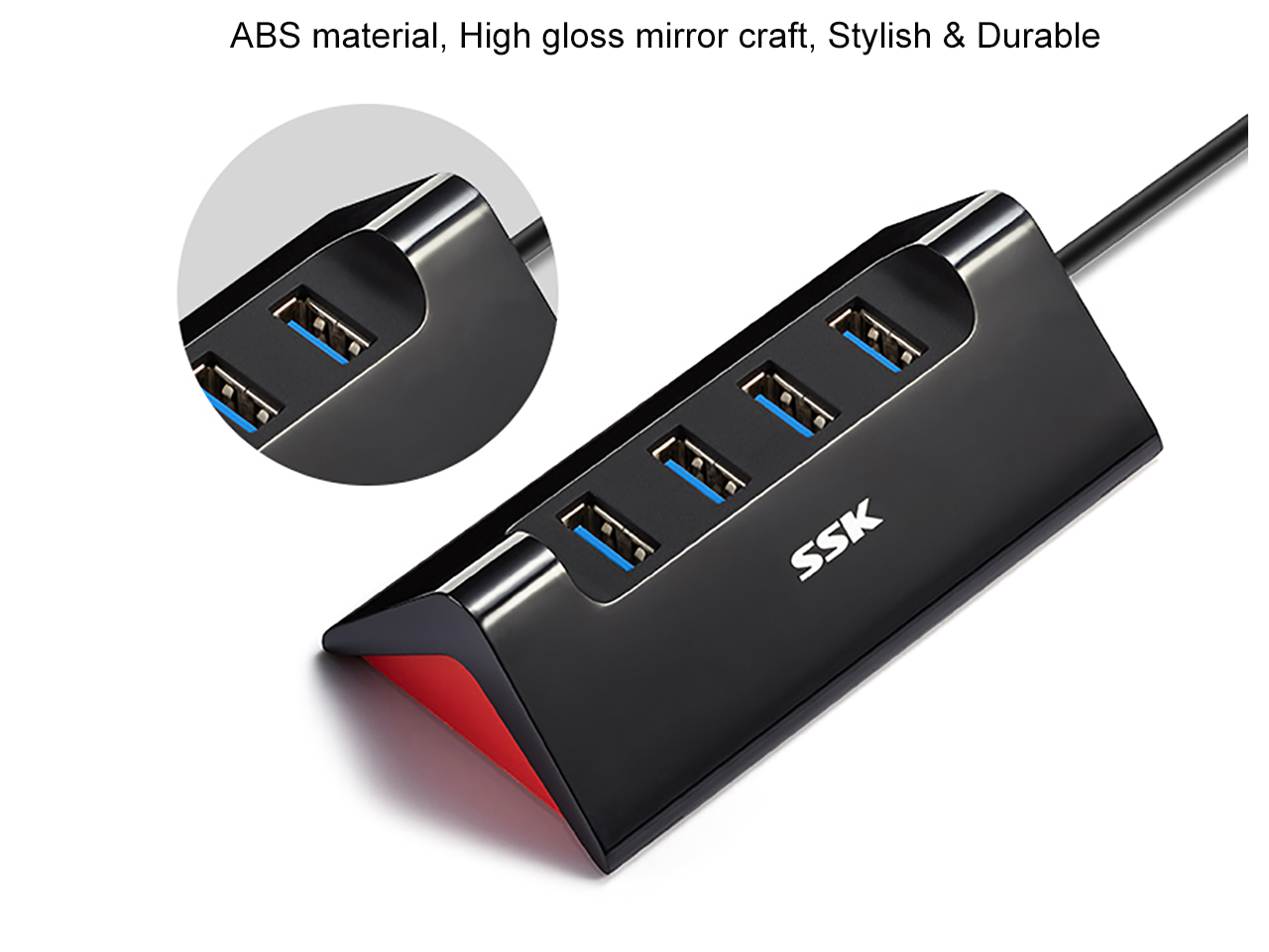 SSK 4 Port USB Hub,High Speed USB 3.0 Hub,Premium Laptop Docking Station Plug and Play Hot Swapping Support, Compatible with iMac,Macbook,thinkpad,Windows Desktop PC and other Laptop Computer
