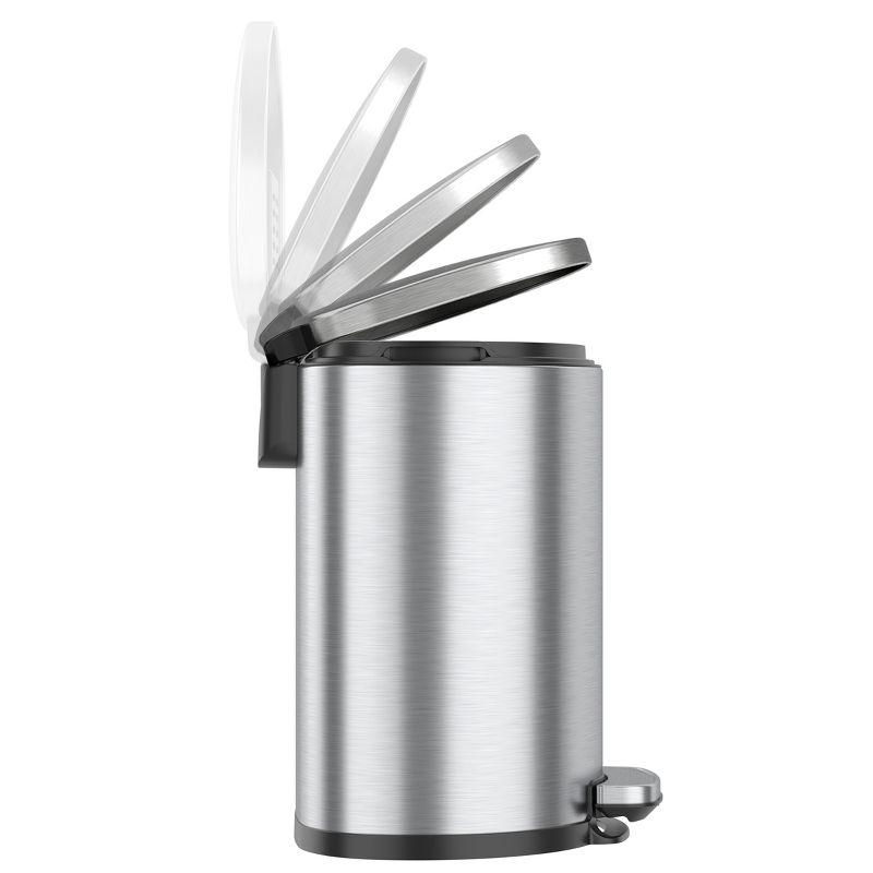 iTouchless Step Pedal Kitchen Trash Can with AbsorbX Odor Filter and Removable Inner Bucket 5 Gallon Semi-Round Stainless Steel