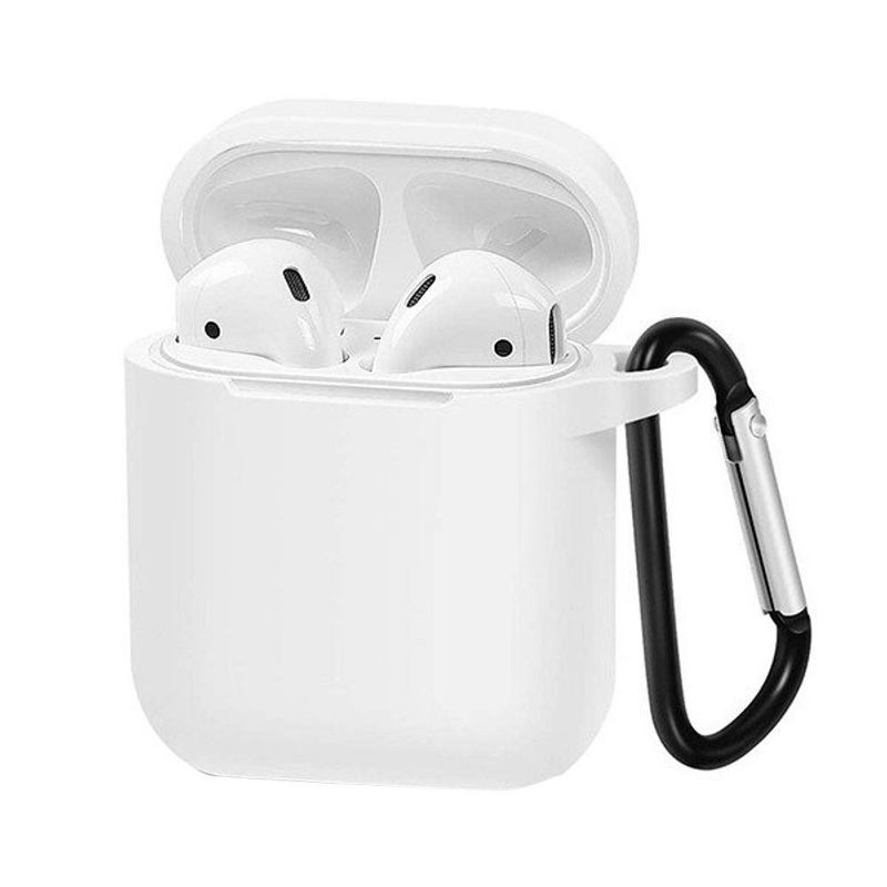 Valor Silicone Case Cover w/ Hookups & Airpods Strap compatible with Apple AirPods1/2, White
