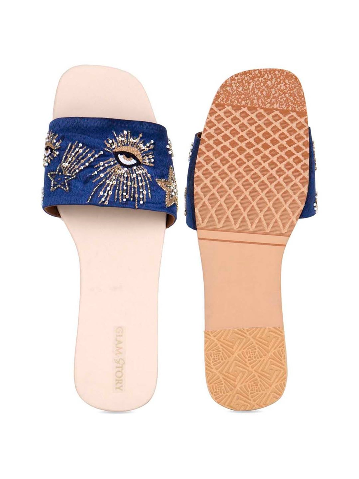 Glam Story Women's Blue Ethnic Sandals