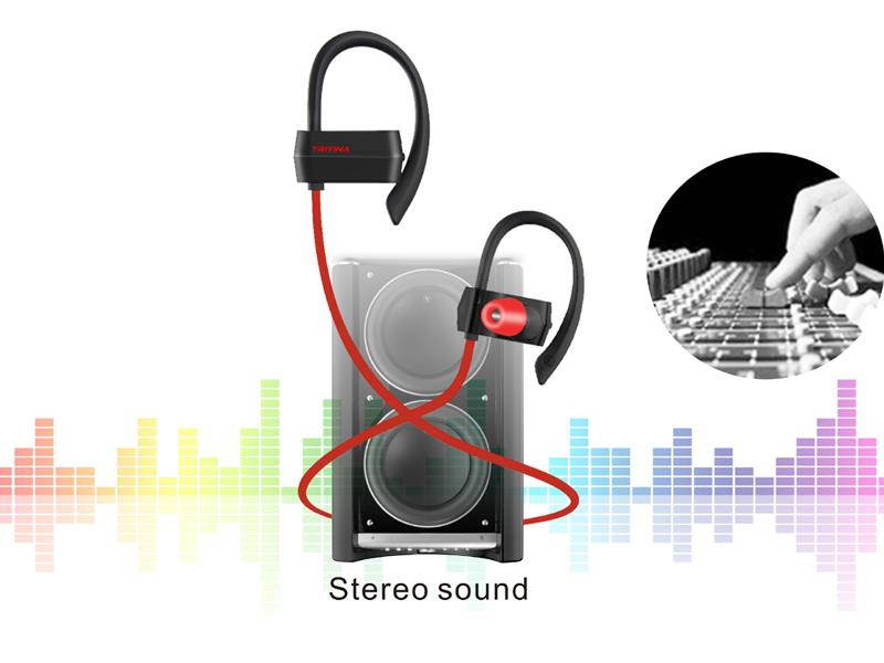 Tritina Bluetooth Earphone with MIC - Stereo Sport Headphone + Memory Foam Earbuds Sweatproof Earphone for Running,Jogging, with Noise Isolating Music(Black)