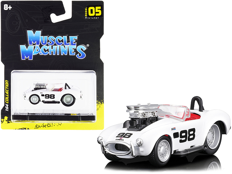 1965 Shelby Cobra 427 S/C Dark Blue Metallic with White Stripes with Printed Carroll Shelby's Signature on the Trunk 1/18 Diecast Model Car by Shelby Collectibles