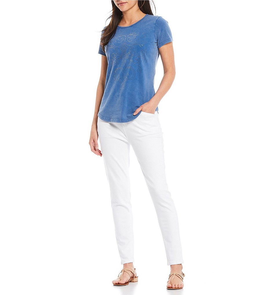 Reba Ariel Rhinestone Embellished Cross Tee