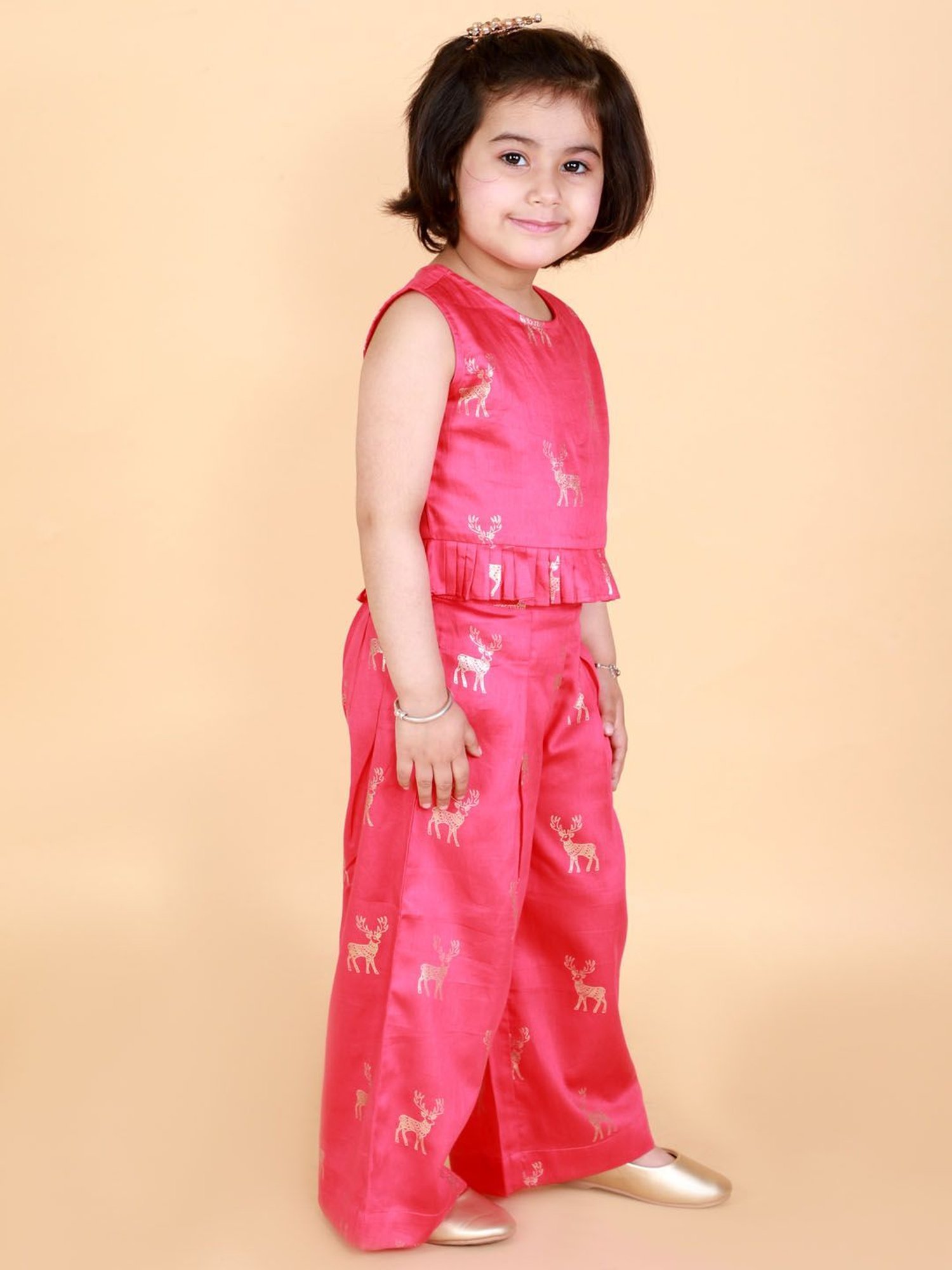 Lil Drama Kids Pink Printed Top with Pants