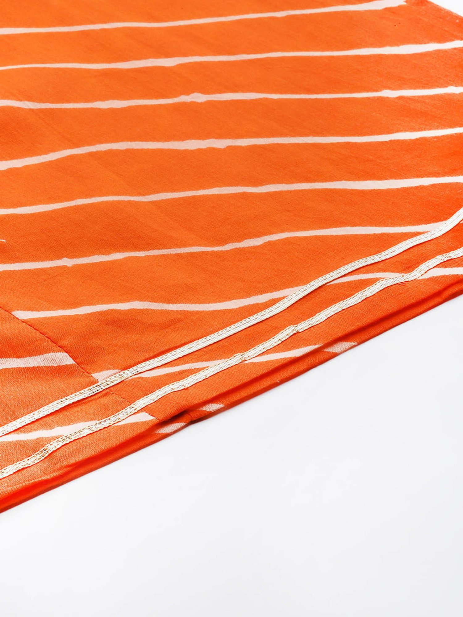 Prakrti White & Orange Cotton Embroidered Kurta & Palazzo Set