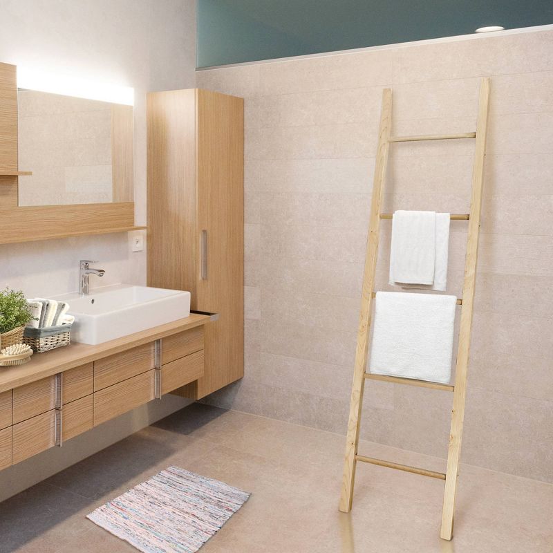 Blanket Storage Decorative Ladder Natural Maple - Flora Home