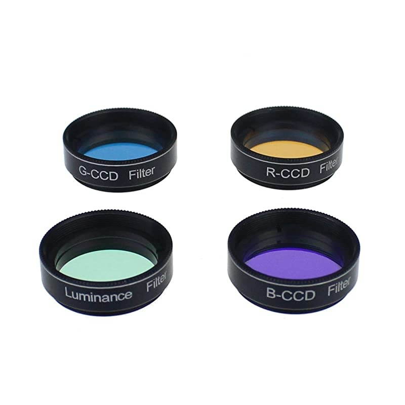 1.25 Inch 4pcs Color Filter Set for Telescope Eyepiece - No.12 Yellow, No.23 Red, No.80A Blue and No.56 Green