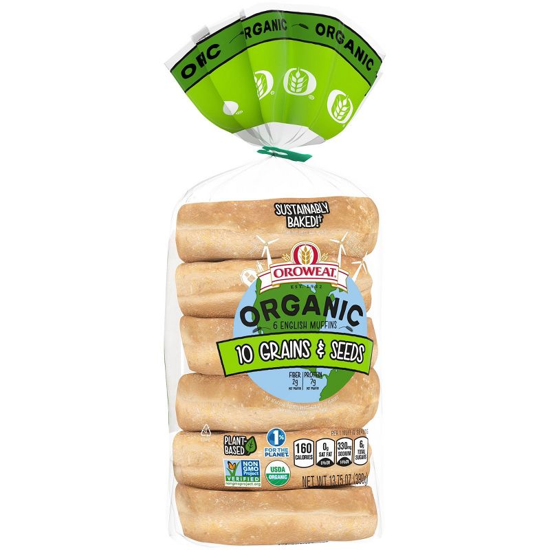 Oroweat Organic 12 Grains & Seeds English Muffins - 13.75oz