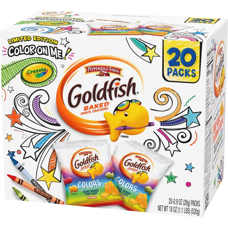 Pepperidge Farm Goldfish Special Edition Color on Me! Colors Cheddar Crackers, 20ct/18oz