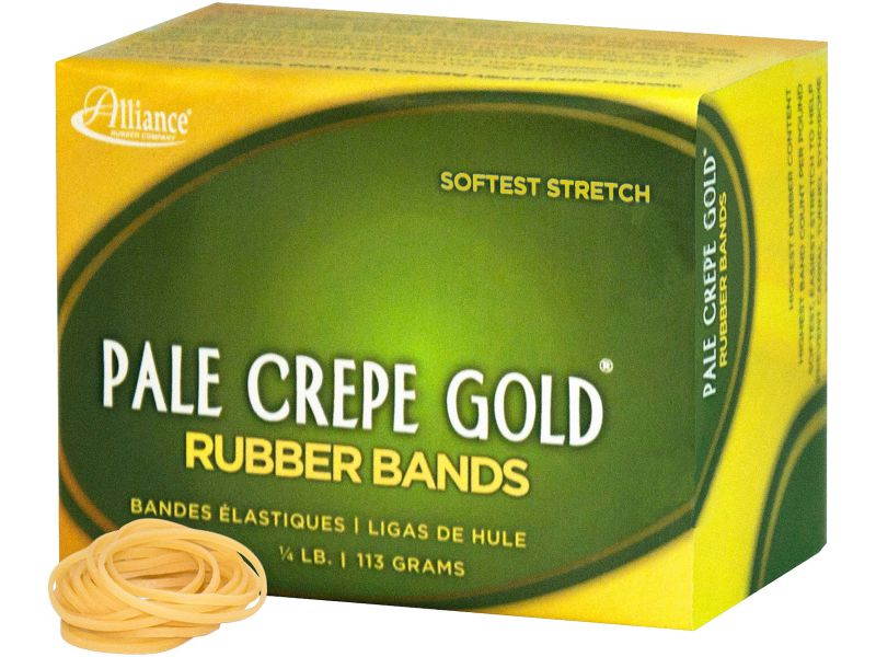 Alliance 1/4lb Box Pale Crepe Gold Rubber Bands