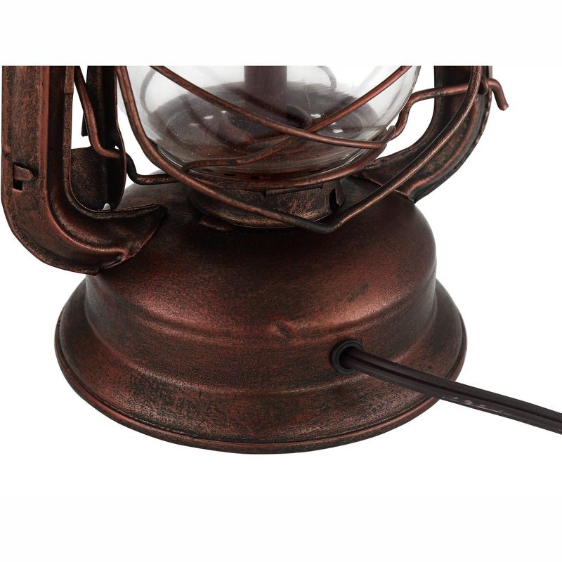 Franklin Iron Works Murphy Red Bronze Miner Lantern Table Lamp with Table Top Dimmer
