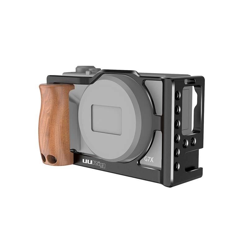 UURig Vlog Camera Cage With Wooden Handle Hand Grip Dual Cold Shoe Mount for Canon G7X Mark III Camera Accessories Case Rig