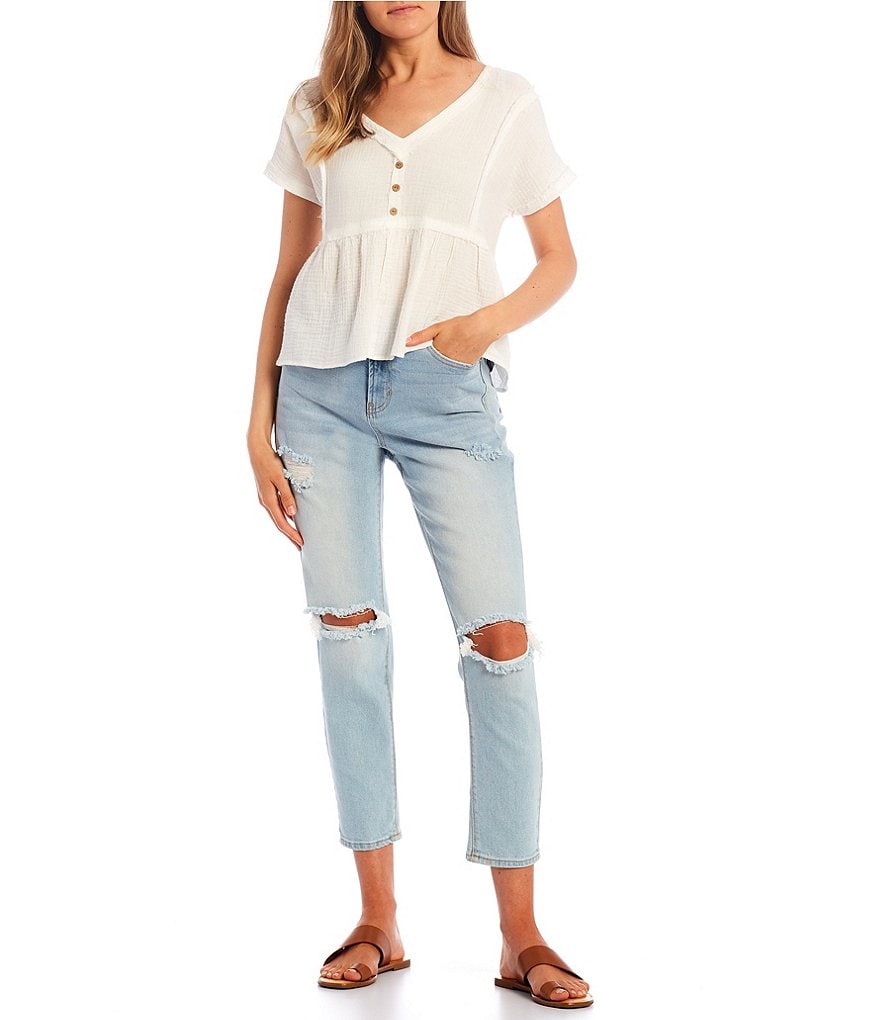 I.N. San Francisco Short-Sleeve Babydoll Top