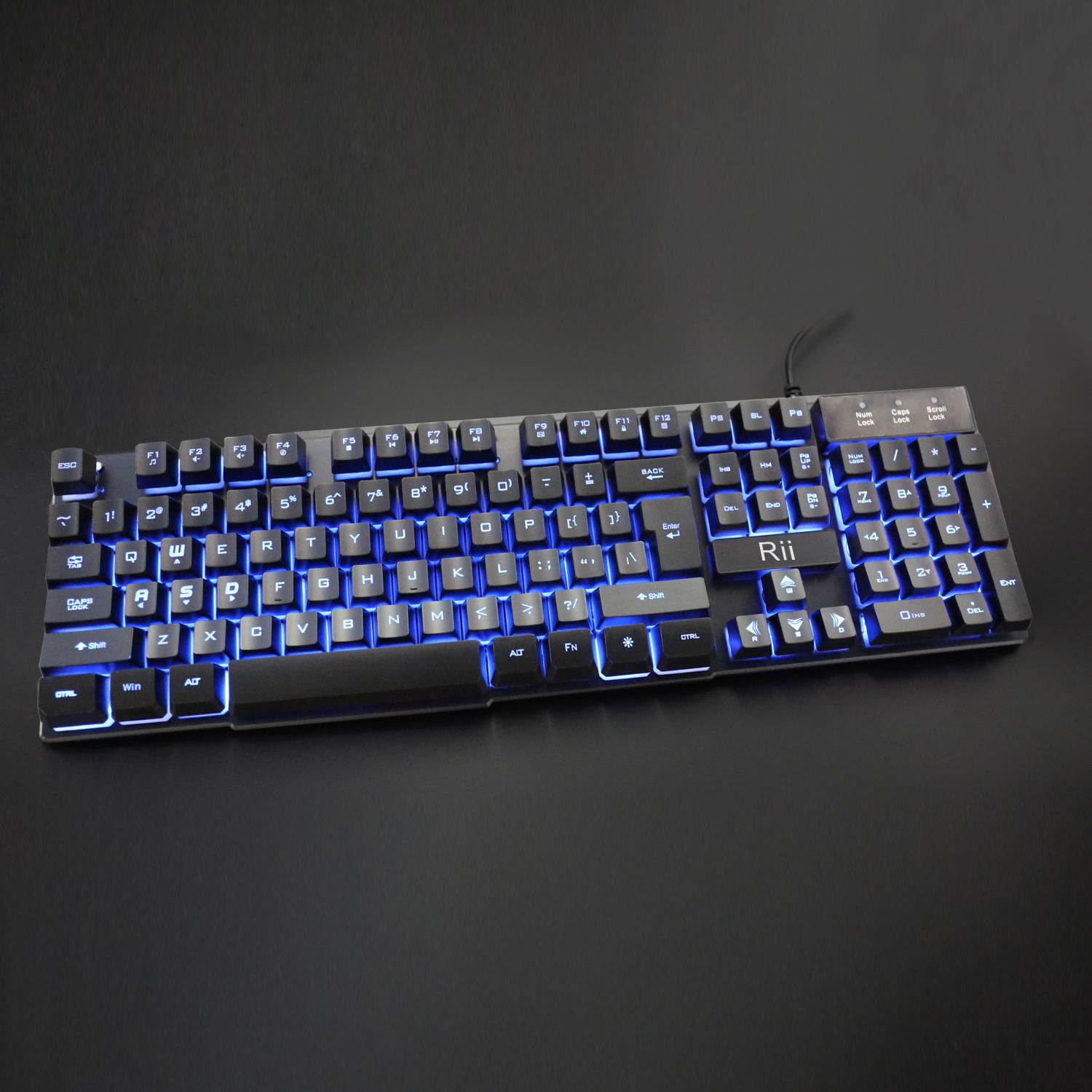 Rii RK100 3 LED Color Backlit Wired Multimedia Gaming Keyboard for PC Computter
