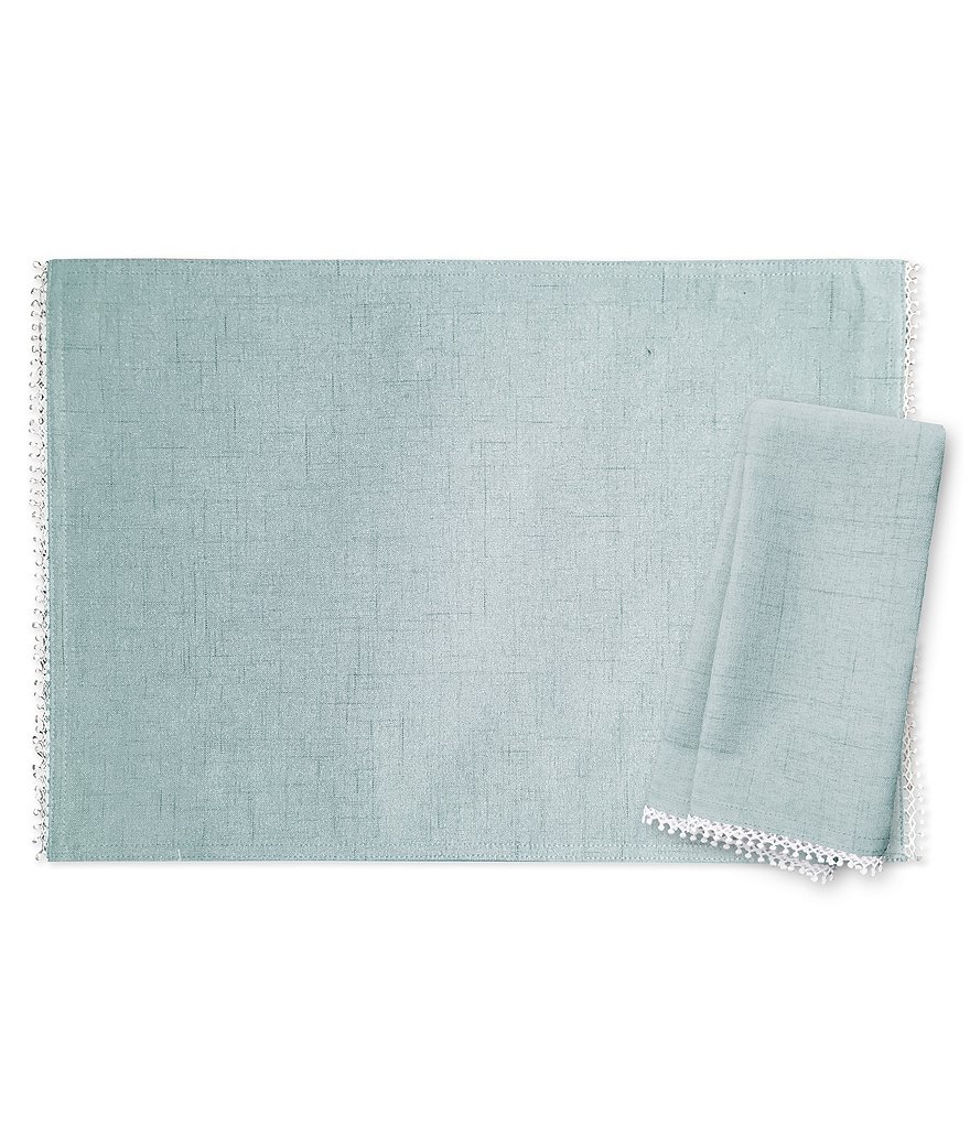 Mud Pie Blue Indigo Printed Chambray Napkins, Set of 4