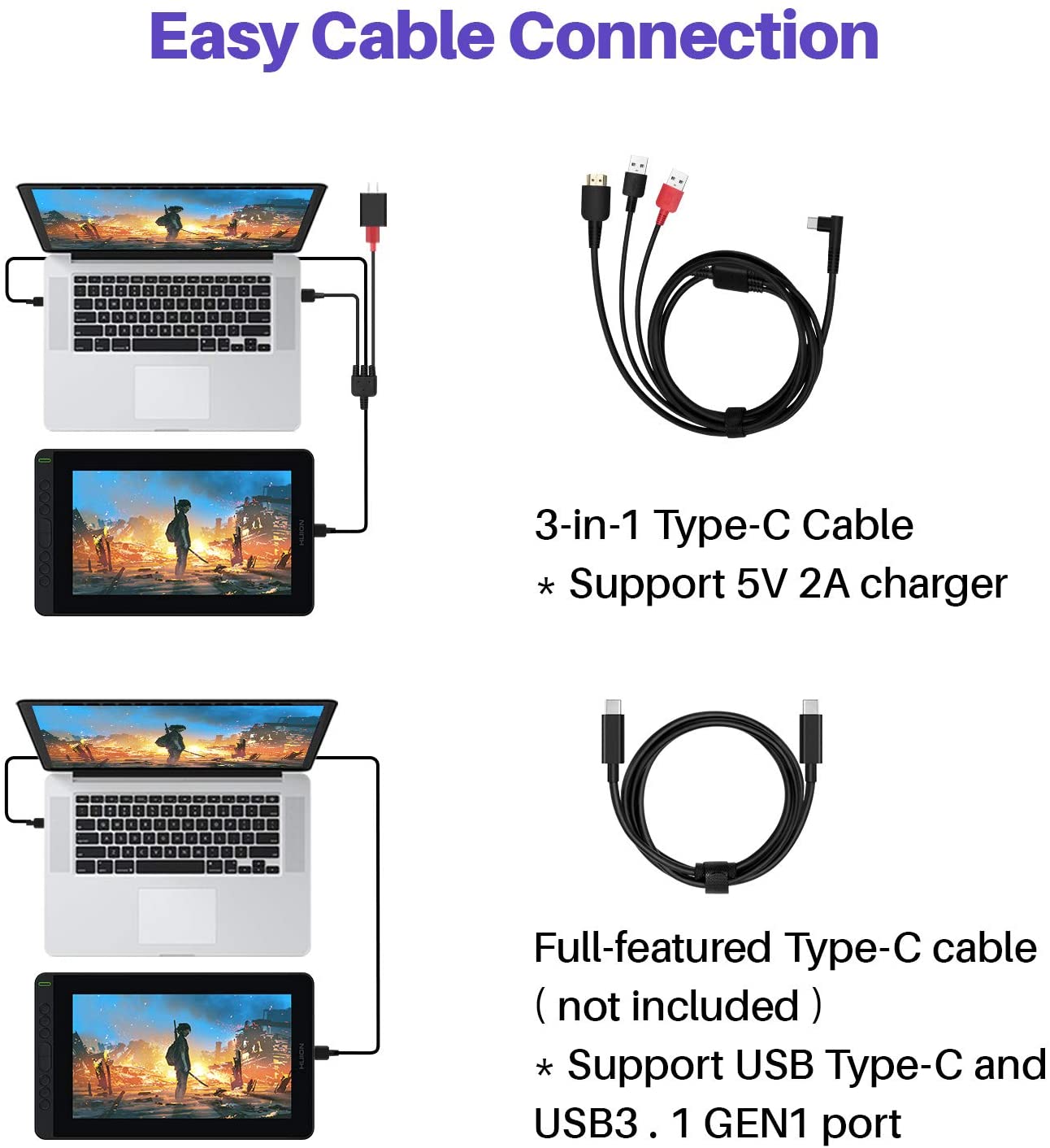 2021 HUION KAMVAS 12 Graphics Drawing Tablet with Full-Laminated Screen Android Support 11.6IN Pen Display Graphic Monitor with Battery-Free Stylus Tilt 8192 Levels Pressure 8 Express Keys, Black