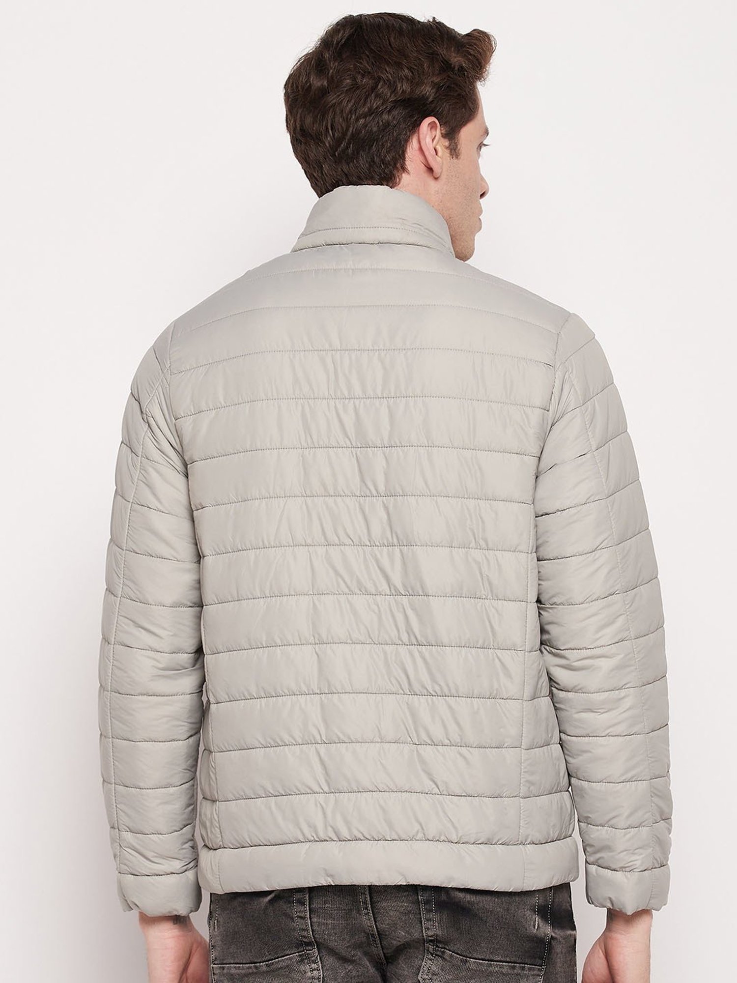 Cantabil Light Grey Regular Fit Quilted Jacket