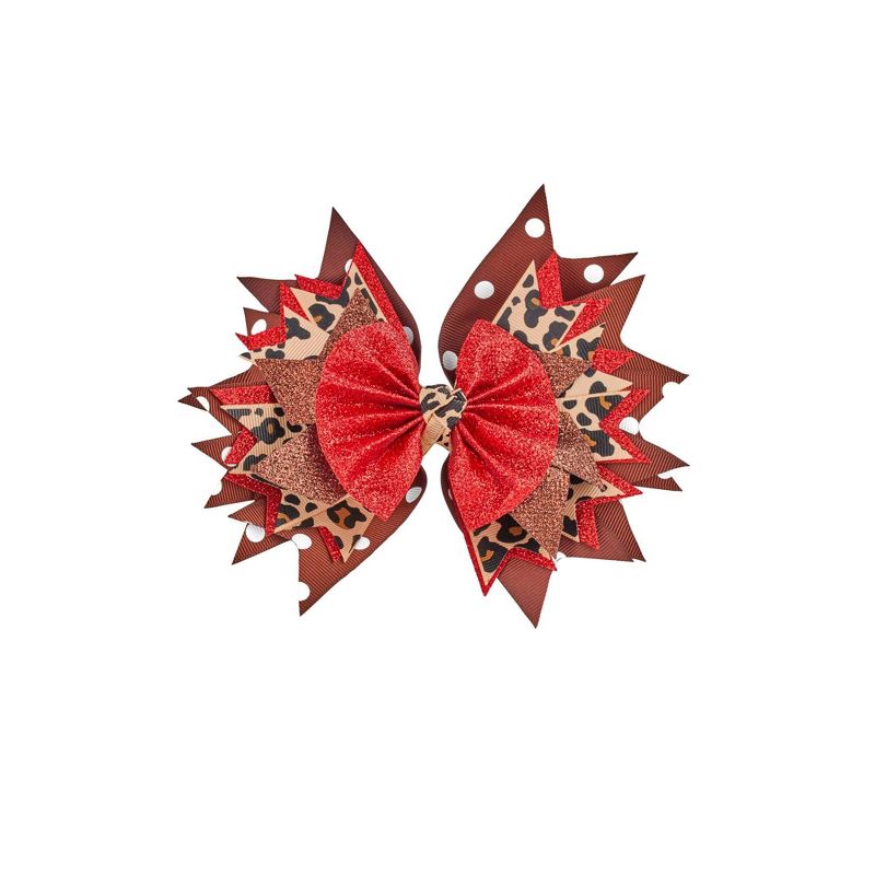 Lily Frilly Hair Bow - Leopard