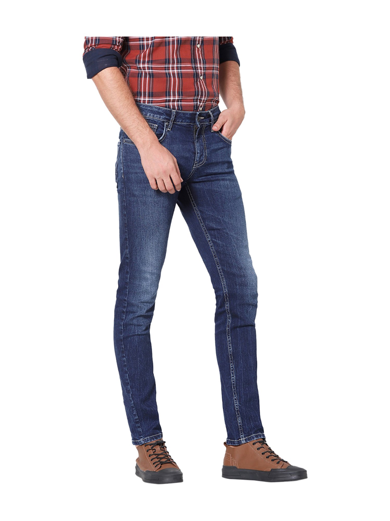 celio* Dark Blue Mid Rise Lightly Washed Jeans