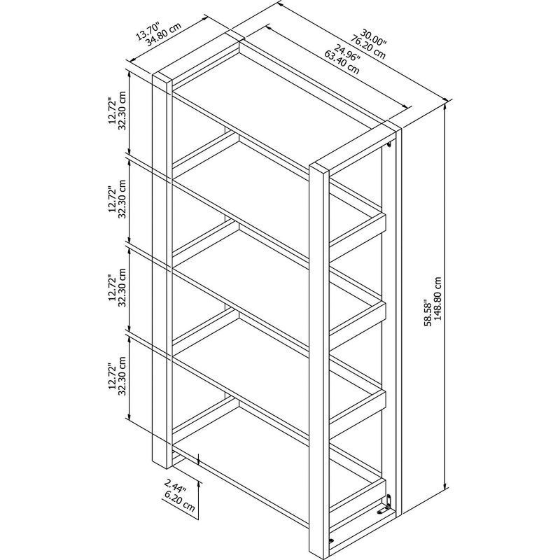58.58" 5 Shelf Etagere Bookshelf Cotton White/Serene Cherry - Kathy Ireland Home