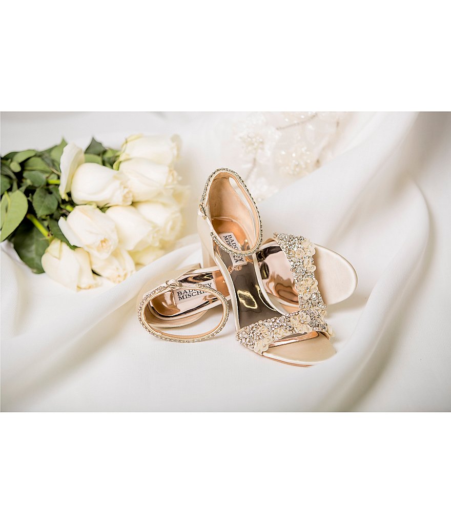 Badgley Mischka Finesse Satin Block Heel Dress Sandals