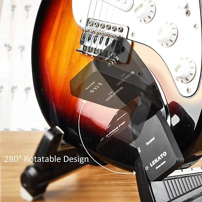 Wireless Guitar Transmitter Receiver 24G Rechargeable 6 Channels 30M Transmission Range Wireless Audio Guitar System for Electric Guitar Bass