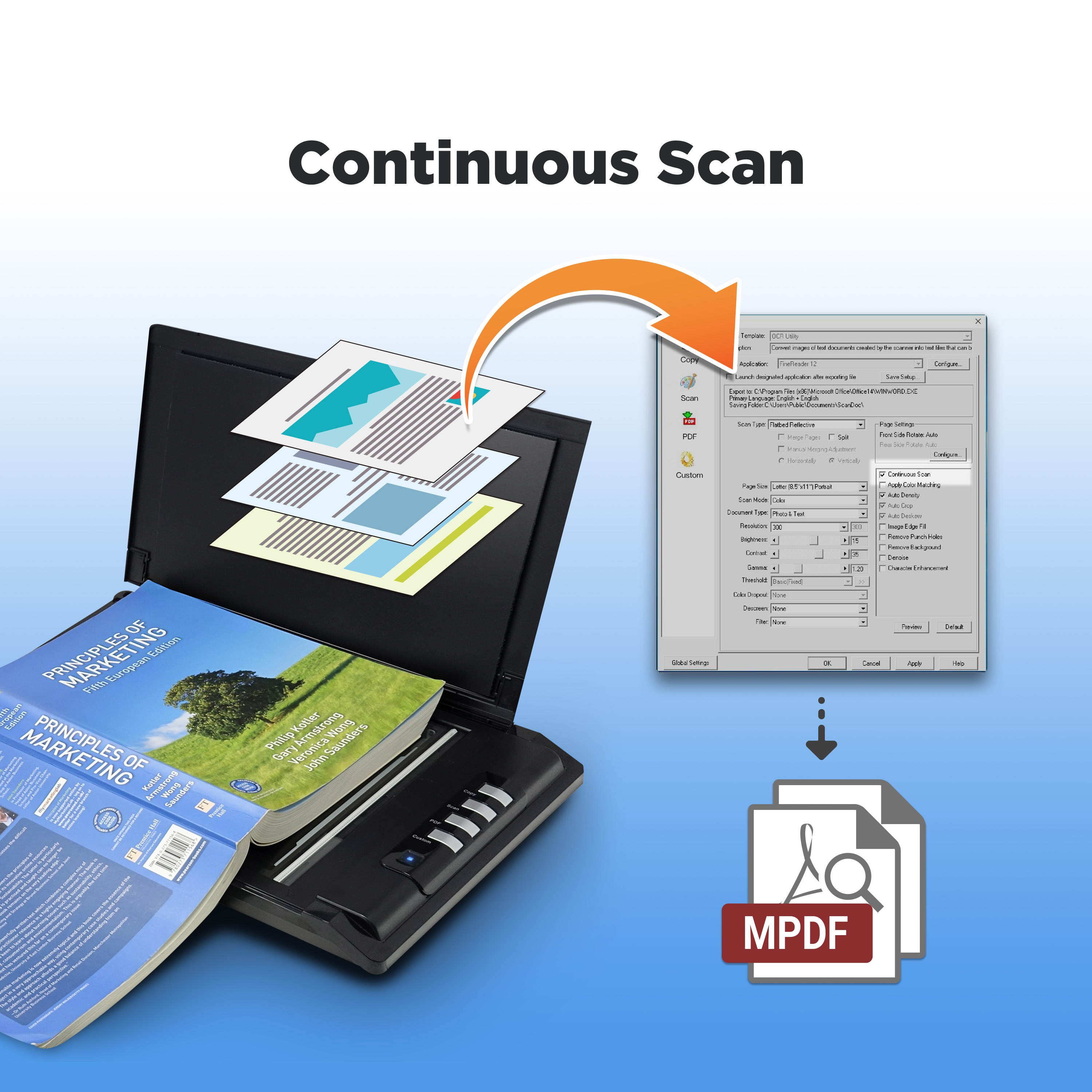 Plustek OpticSilm 2680h - High Speed Flatbed Scanner, 3sec Fast scan Speeds. Compact Design for Home and Home Office. Support Windows and Twain