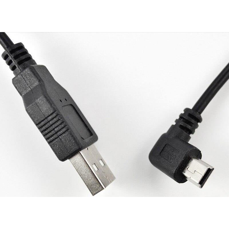 5Ft Spiral Coiled USB MINI 5Pin 5P right angle Male to USB 2.0 A male plug Cable