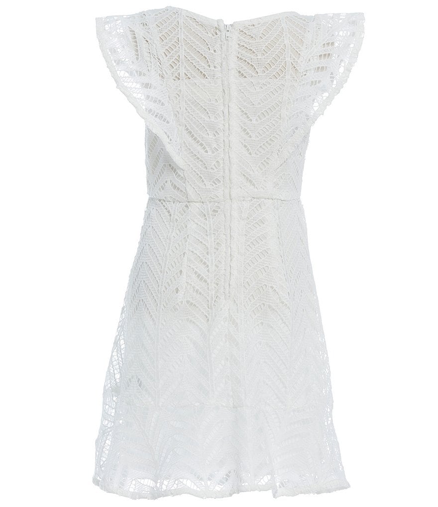 Poppies and Roses Big Girls 7-16 Illusion Crocheted Tulip-Hem Dress