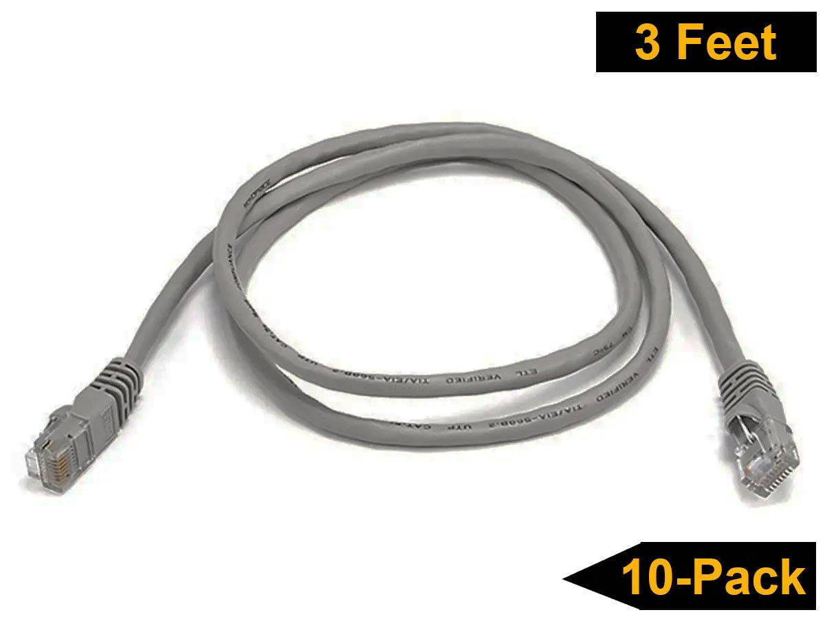 iMBAPrice 15' Cat5e Network Ethernet Patch Cable, 10 Pack, Gray (IMBA-CAT5-15GY-10PK)