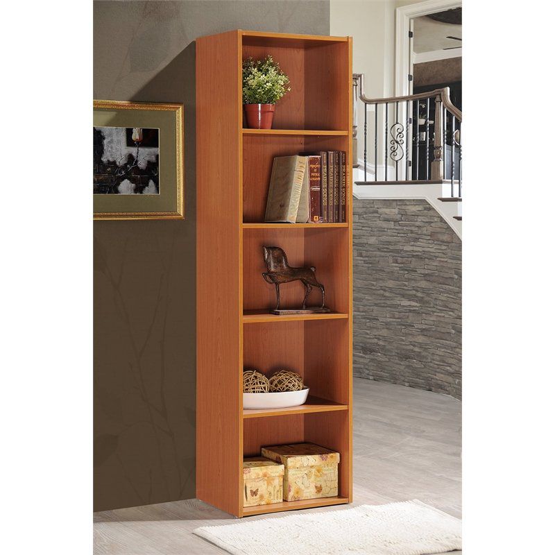 5 Shelf Bookcase in Cherry - Hodedah