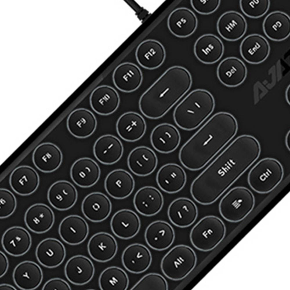 Wired Keyboard Retro Punk Round Keycap Mute White Backlit Ergonomic Slim Keyboard for Office Gamers Programmers Typists Laptop Computer