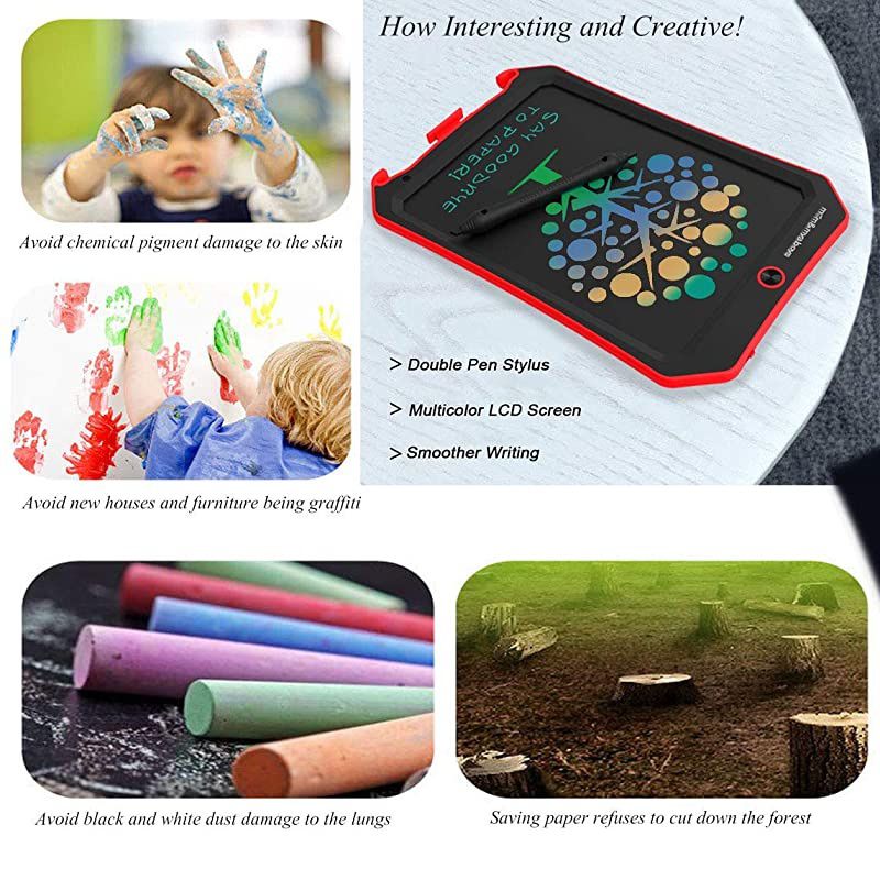 LCD Writing Tablet Toys for Kids Birthday Gifts,Kids Toy 8.5 Inch Colorful Writing Boards,Electronic Writings Pads Drawing Board for Kids, Blackboard Erase Button Lock Included(Red-C)