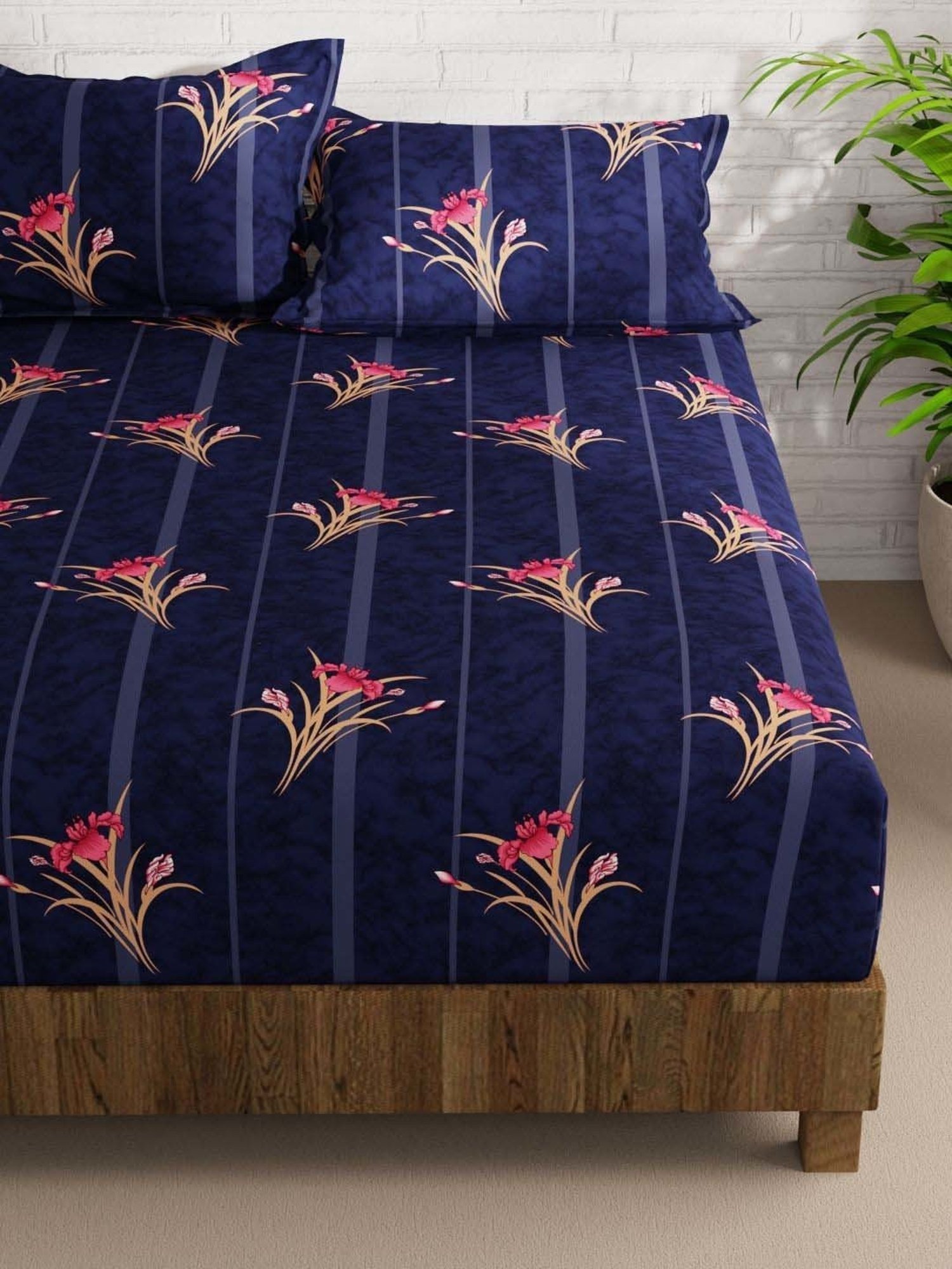 Bianca La-vogue Indigo Microfibre 152 TC Extra Smooth Double Size Bed Sheet with Pillow Cover