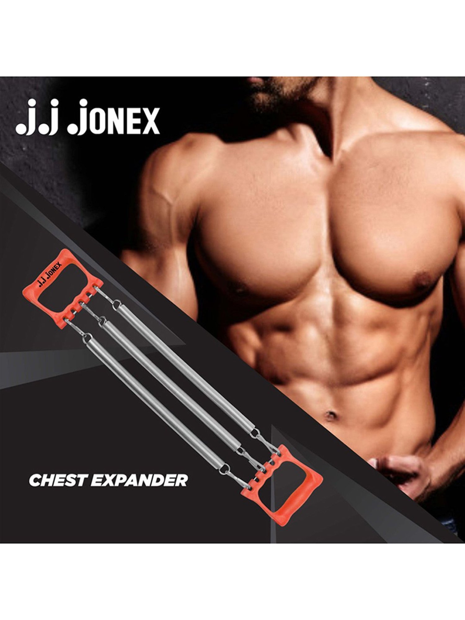 JJ Jonex Professional Gym Exercise Chest Pull Expander Fitness Puller 3 Spring (Red)