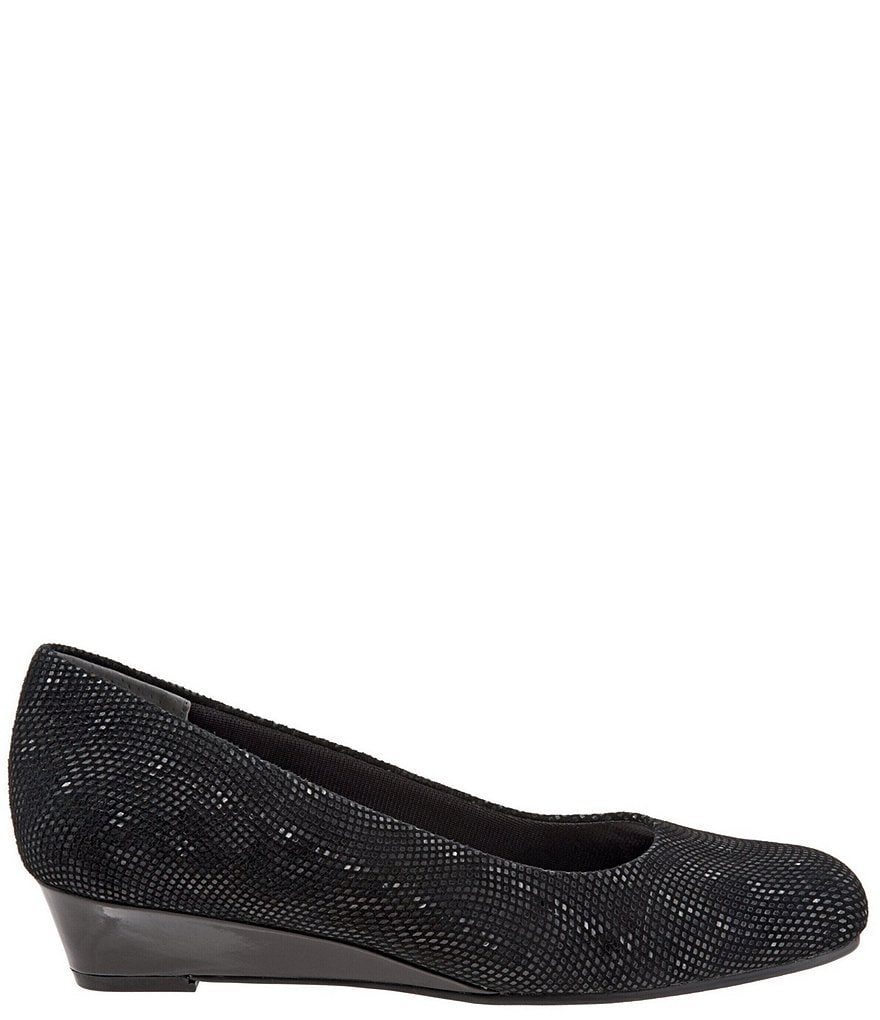 Trotters Lauren Patent Suede Leather Wedges